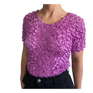 Vintage Babydoll Y2K Stretch Popcorn Confetti Tee in Magenta Sizes Small-Large